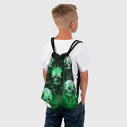Рюкзак-мешок Зелёные черепа на зелёном фоне, цвет: 3D-принт — фото 2