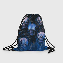 Рюкзак-мешок Синие черепа на чёрном фоне, цвет: 3D-принт
