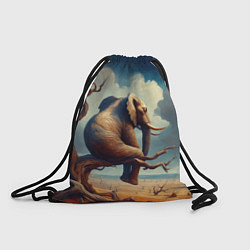 Рюкзак-мешок Слон сидит на ветке дерева в пустыне, цвет: 3D-принт