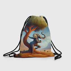 Рюкзак-мешок Слон занимается йогой возле дерева, цвет: 3D-принт