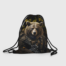 Рюкзак-мешок Медведь солдат в ночном лесу, цвет: 3D-принт