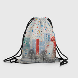 Рюкзак-мешок Новогодний город и цветной снег, цвет: 3D-принт