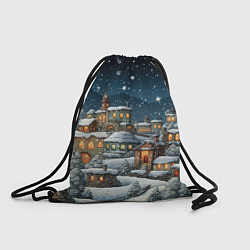 Рюкзак-мешок Новогодний городок ночной, цвет: 3D-принт