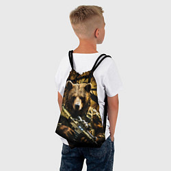 Рюкзак-мешок Медведь солдат в дремучем лесу, цвет: 3D-принт — фото 2