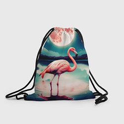 Рюкзак-мешок Розовый фламинго на фоне луны, цвет: 3D-принт