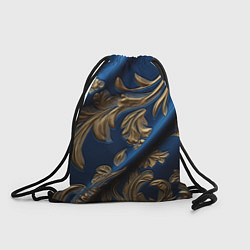 Рюкзак-мешок Лепнина узоры золотистые на синем фоне, цвет: 3D-принт