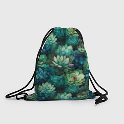 Рюкзак-мешок Суккуленты акварель- паттерн, цвет: 3D-принт