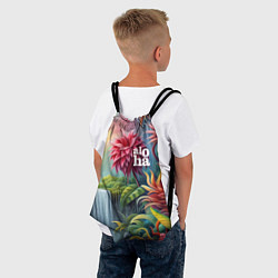 Рюкзак-мешок Гавайские тропические цветы - алоха, цвет: 3D-принт — фото 2