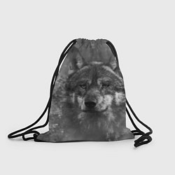 Рюкзак-мешок Серый волк на сером фоне, цвет: 3D-принт