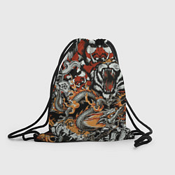 Рюкзак-мешок Самурай дракон и тигр, цвет: 3D-принт