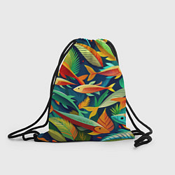 Рюкзак-мешок Стая пестрых рыбок паттерн, цвет: 3D-принт