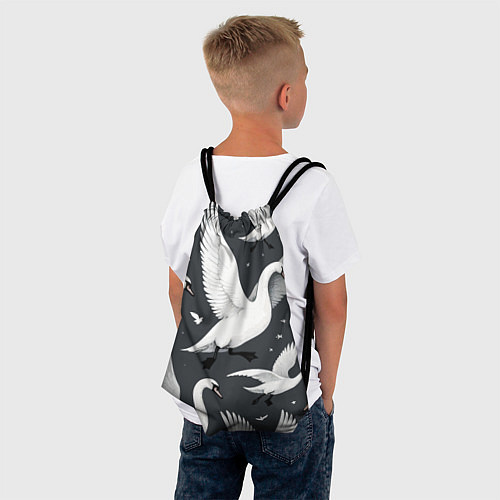 Мешок для обуви Стая белых лебедей летящих в небе / 3D-принт – фото 4