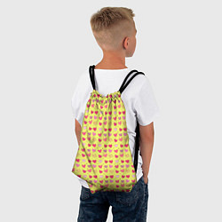 Рюкзак-мешок Сердечки на желтом - паттерн, цвет: 3D-принт — фото 2