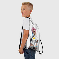 Рюкзак-мешок Девушка в белом Cyberpunk 2077, цвет: 3D-принт — фото 2