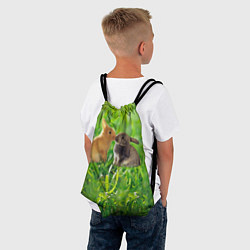 Рюкзак-мешок Кролики в траве, цвет: 3D-принт — фото 2