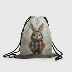 Рюкзак-мешок Кролик в пальто, цвет: 3D-принт