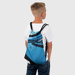 Рюкзак-мешок Черная и синяя абстракция в виде волн, цвет: 3D-принт — фото 2