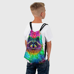 Рюкзак-мешок Цветной енот, цвет: 3D-принт — фото 2