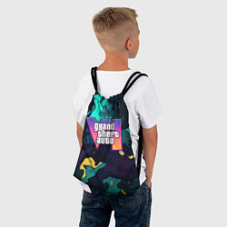 Рюкзак-мешок GTA 6 logo яркий неоновый камуфляжный стиль, цвет: 3D-принт — фото 2