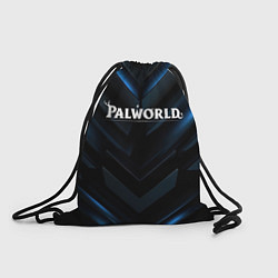 Рюкзак-мешок Palworld logo blue neon abstract black, цвет: 3D-принт