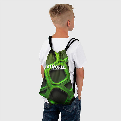Мешок для обуви Palworld логотип на зеленой объемной абстракции / 3D-принт – фото 4