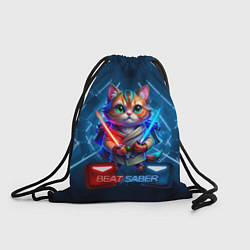 Рюкзак-мешок Beat Saber кот музыкальный джедай, цвет: 3D-принт