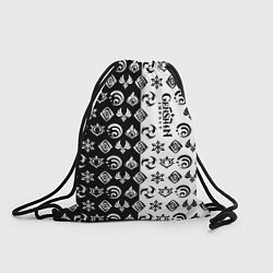 Рюкзак-мешок Genshin Impact - black and white, цвет: 3D-принт