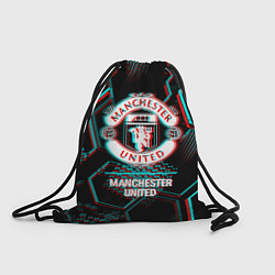 Мешок для обуви Manchester United FC в стиле glitch на темном фоне