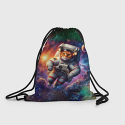 Рюкзак-мешок Котик бравый космонавт - неон, цвет: 3D-принт