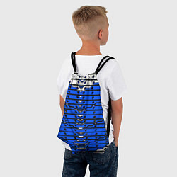 Рюкзак-мешок Сине-белая техно броня, цвет: 3D-принт — фото 2