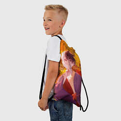 Рюкзак-мешок Гэн Асагири на фоне листвы из Доктора Стоуна, цвет: 3D-принт — фото 2