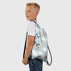 Рюкзак-мешок Панда на радуге, цвет: 3D-принт — фото 2