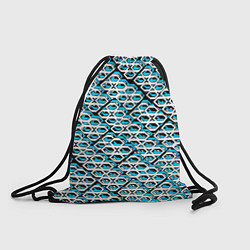 Рюкзак-мешок Сине-белый узор на чёрном фоне, цвет: 3D-принт