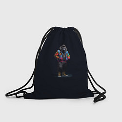 Рюкзак-мешок Стильная горилла на черном фоне, цвет: 3D-принт