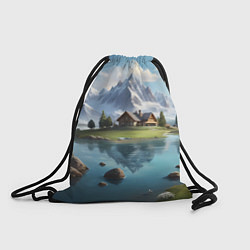 Рюкзак-мешок Чудесный день на берегу озера в горах, цвет: 3D-принт