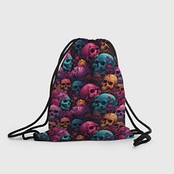 Рюкзак-мешок Поле яркий черепов и цветов, цвет: 3D-принт