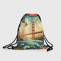 Рюкзак-мешок Мост через реку и пэчворк - нейросеть арт USA brid, цвет: 3D-принт