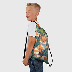 Рюкзак-мешок Лисёнок в цветочном поле, цвет: 3D-принт — фото 2