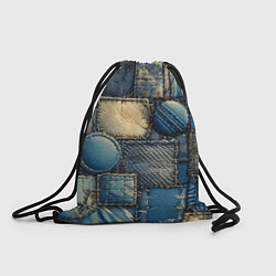 Рюкзак-мешок Denim patchwork - ai art, цвет: 3D-принт