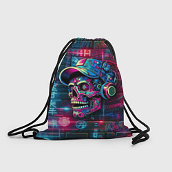Рюкзак-мешок Кибер чувак череп на фоне граффити - нейросеть, цвет: 3D-принт