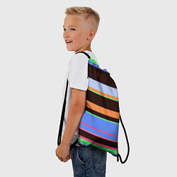 Рюкзак-мешок Разноцветный полосатый, цвет: 3D-принт — фото 2