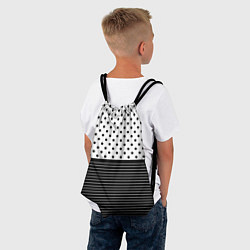 Рюкзак-мешок Белый в чёрный горошек с полосами, цвет: 3D-принт — фото 2
