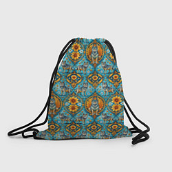 Рюкзак-мешок Узоры волки и цветы, цвет: 3D-принт
