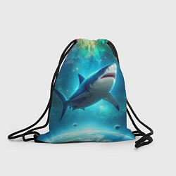 Рюкзак-мешок Большая белая акула в космическом пространстве, цвет: 3D-принт