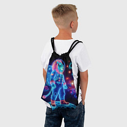 Рюкзак-мешок Неоновый лев космонавт - нейросеть, цвет: 3D-принт — фото 2