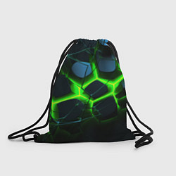 Рюкзак-мешок Зеленый неон и разлом плит, цвет: 3D-принт