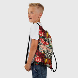Рюкзак-мешок Разноцветный орнамент хаки, цвет: 3D-принт — фото 2