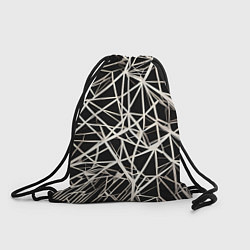 Рюкзак-мешок Белые хаотичные линии на чёрном фоне, цвет: 3D-принт