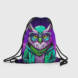 Рюкзак-мешок Модная сова ретро фиолетовый фон, цвет: 3D-принт