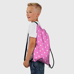 Рюкзак-мешок Розовый в маленькие белые сердечки, цвет: 3D-принт — фото 2